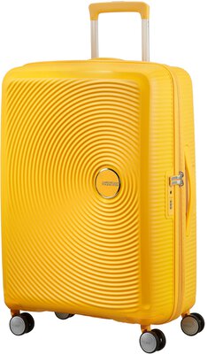 Alle Details zur Koffer/Tasche American Tourister Soundbox 71-81l Spinner - golden yellow und ähnlichem Gepäck